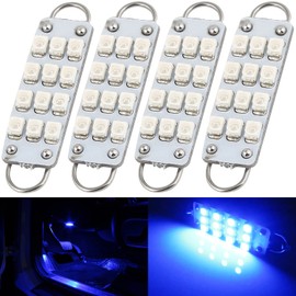 SAWE - 44mm 12-SMD 3528 Festoon LED Bulbs For Car Side Door Courtesy Rigid Loop 1.73" LED Light Bulbs 561 562 567 (4 pieces) (Blue)