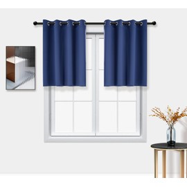 PI Blackout Bedroom Curtains,Thermal Insulated Ring Top Window Treatment,Room Darkening Drapes for Living Room/Bedroom/Kitchen 1 Panel (Navy, W52XL45)