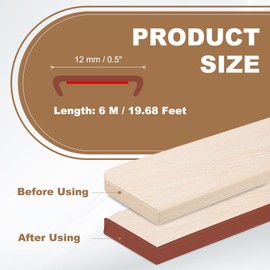 PATIKIL 1/2 Inch x 20 Feet U Shape Edge Banding, TPE Rubber Edge Trim Self Adhesive Veneer Edging Trim for Veneer Furniture Cabinets Shelves Table, Red-Brown