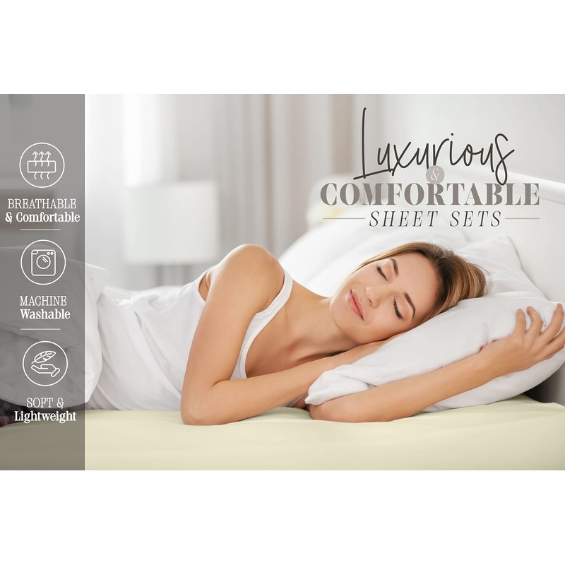 Elegant Comfort 4-Piece Solid Smart Sheet Set-Deep Pocket Fitted Sheet