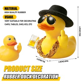VAGCARS Funny Cowboy Rubber Duck Car Ornaments with Hat & Glasses