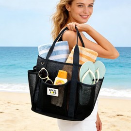 Bolsa de playa para mujer, bolso de hombro de gran capacidad, plegable y ligero, para playa, piscina y actividades al aire libre