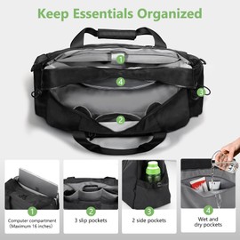 FOREGOER Travel Duffel Bag for Women & Men, Waterproof Nylon Foldable Gym Bag, Carry-On Overnight & Weekend Travel Bag, Hospital Bag for Labor and Delivery, Airplane Travel Essentials for Flying