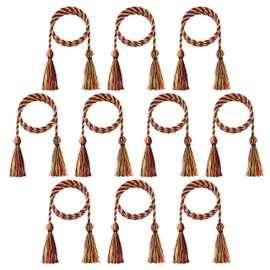 D DODOU - 10 cuerdas de graduación de poliéster trenzadas con borlas de costura para soltero, maestro, médico, 68 pulgadas de largo (negro, rojo y dorado)