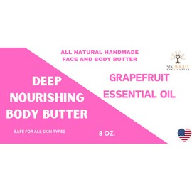 Sixbright Whipped Body Butter Cream-Deep Nourishing, Vegan, Hydrating-For All Skin Types-Women Organic Ingredients-Zero Artificial Fragrance-For Stretch Marks Dry Skin (GRAPEFRUIT, 8 oz.)