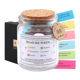 Bible Verses Jar, Read Me When 90 Scriptures Bible Verses Jar for Emotions and Feelings, Color Coded Daily Motivational Scripture Bible Accessories, Prayer Blessing Jar, Hope Jar