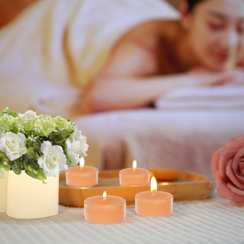 Terracotta Tea Lights Candles Set of 24, Pumpkin Scented for