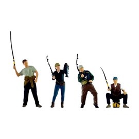 4X 1:64 Fishing Figurine Resin Tiny People Model DIY Crafts for Diorama Miniature Scene