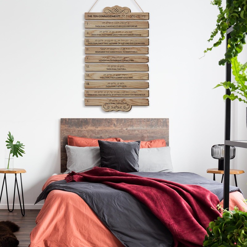Barydat 10 Commandments Christian Wall Art Wooden Bible Verse Wall