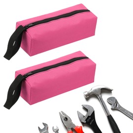 HARFINGTON 2pcs Zipper Utility Tool Bag 9.8x3.3x2.8 Inch Multi-purpose Oxford Cloth Tote Tool Pouch Small Organize Bags for Storage Tools, Pink