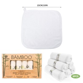 Bamboo Baby Wash Cloths for Newborn - 6-Pack Ultra Soft Face Cloth Pack, Gentle & Absorbent Burp Cloths, Bamboo Baby Face Cloths 25x25cm