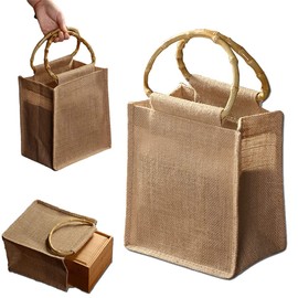 Classic Jute Shopper, Jute Shopping Bag, Jute Bag, Shopping Bag, Jute Bag, Portable Jute Bag, with Ring Handles, Reusable, for Shopping, Going Out, Open the door