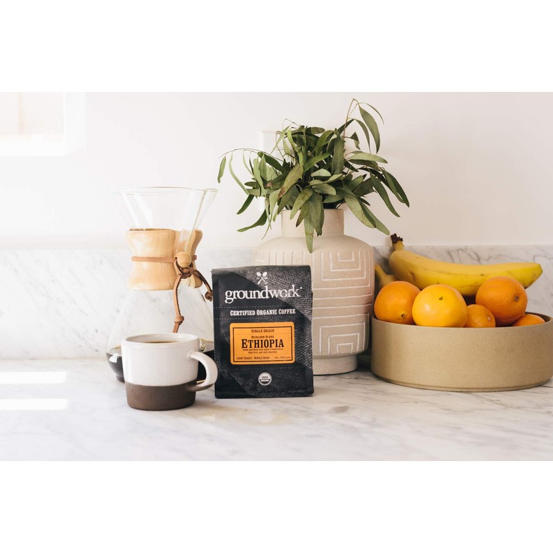 Groundwork Organic Single Origin Whole Bean Medium Roast Coffee, Ethiopia,