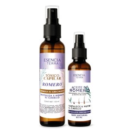 Duo de Aceite de Romero de 60 ml y Tonico de 125 ml para crecimiento del cabello 100% natural - Adicionado con coco y vitamina E - Reparación intensiva para cabello seco y maltratado - Hidrata, nutre, y fortalece
