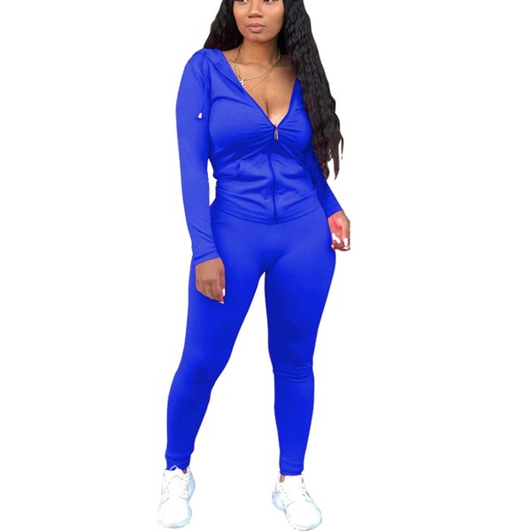 Womens Tracksuit Set - Two Piece Outfits Zip Up Crop Top + Skinny Long Pants Sweatsuits Jogging Suits Jumpsuits