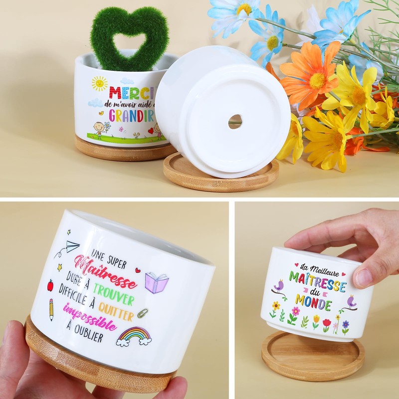 BOFUNX Set of 3 flower pots with 3 stickers