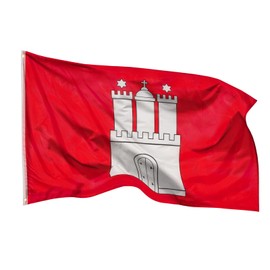 PHENO FLAGS Hamburg Flag 90 x 150 cm - Weatherproof Flag with Brass Eyelets, 100% Polyester, Robust Double Stitching and in Vibrant Colours - Ideal for Flag Lovers