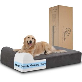 Rainmr Orthopedic Dog Beds for Large Dogs, 7" Memory Foam Dog Beds with Waterproof Liner, Chew Proof Microsuede Cover, Removable and Washable, Nonskid Bottom, 52"x36" XL Grey