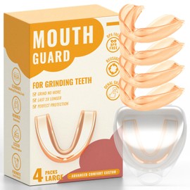 4 Pack Orange Mouth Guards for Women and Men, Large Size, Moldable Night Guards for Teeth Grinding and Clenching, Comfortable Bite Guards, Stylish Custom Dental Guards for Protection