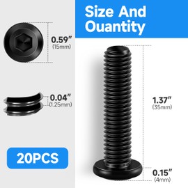 20Pcs M8 Bolt M8 x 35mm Metric Flat Head Socket Cap Screw Bolts Set, M8 Screws Furniture Screw, 304 Stainless Steel Bolts, Black Oxide M8x1.25 Bolt by Marysino