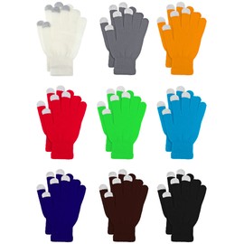 12 Pairs Winter Touch Screen Gloves For Men Women Stretch Knitted Texting Gloves Warm Windproof Solid Color Mittens(7 x 4 Inch,Assorted Colors)