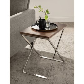 Kate and Laurel Laraway Folding Side Table, 20x14x20, Silver