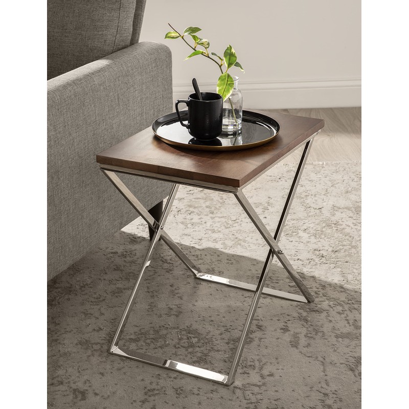 Kate and Laurel Laraway Folding Side Table, 20x14x20, Silver