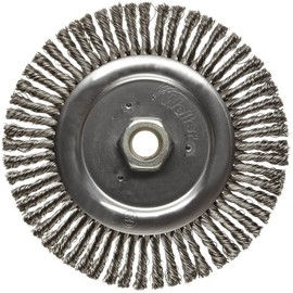 Weiler 09500 Roughneck Jr. 6" Root Pass Weld Cleaning Brush, .020" Stainless Steel Wire Fill, 5/8"-11 Unc Nut, Made in the USA