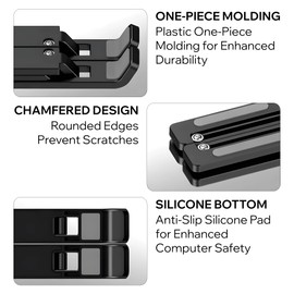 Adjustable Black Laptop Stand – Portable Foldable Plastic Riser for Laptops, Notebooks, Ultrabooks – Lightweight, Ergonomic, Travel-Friendly