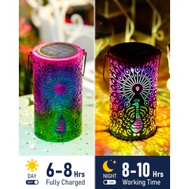 Solar Lantern Outdoor Waterproof Deer Garden Decor Birthday Gifts for Women Mom Grandma Hanging Solar Lights Metal Decoration Outside for Yard Patio Backyard Porch