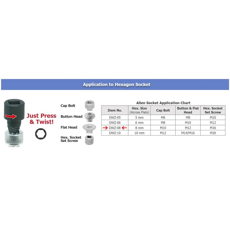 ENGINEER DWZ-08 Hex Socket Screw Extractor for The Quick &