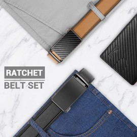Zitahli Ratchet Belt Men 2 Pack - Click Leather Mens Belt Adjustable,Cut for Perfect Fit Dress and Casual,Gifts for men,Men's Accessories Size 38"-44"