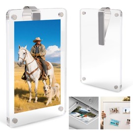 Lomxene Car Picture Holder,Photo Car Visor Clip, Interior Car Accessories Magnet Picture Frames for Fridge,Visor Clip Photo Frame Acrylic 2Pack for Car Sun Visor,size of 2.7×4.7in