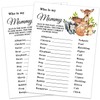 Baby Shower Game Cards, Safari Animals Who is My Mommy