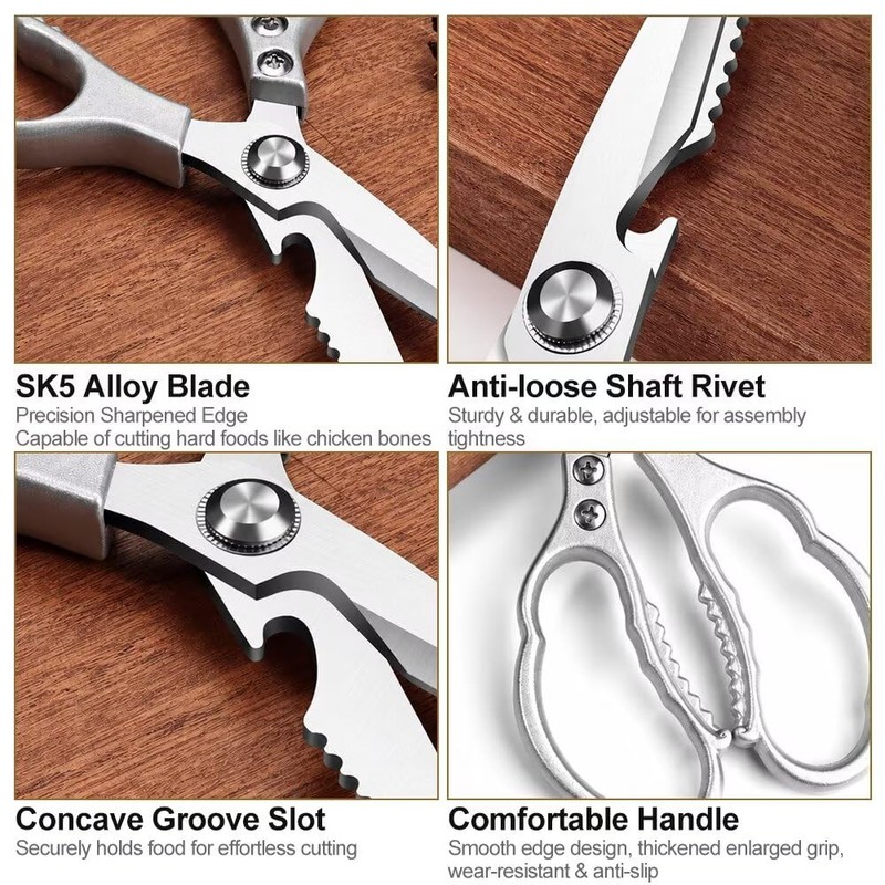 Kitchen Scissors, Heavy Duty Multi-Functional Utility Food Scissors, Stainless Steel