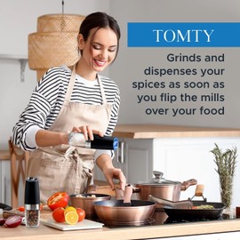 TOMTY Gravity Electric Salt and Pepper Grinder Set: Ideal Gifts for Women and Men, ...