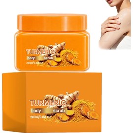 Exfoliante corporal de cúrcuma, exfoliante de azúcar para una piel más suave, exfolia/nte corporal blanqueador de cúrcuma, exfolia/nte corp/oral hidratante natural con manteca de karité. (1PCS)