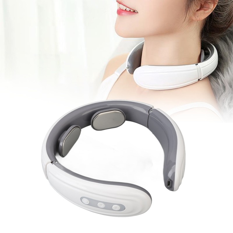 Heated TENS Neck Massager 9 Gears Vibration Rechargeable Electromagnetic Pulse