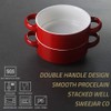 Sweejar Ceramic Soup Bowls with Double Handles, 20 Oz Stacked