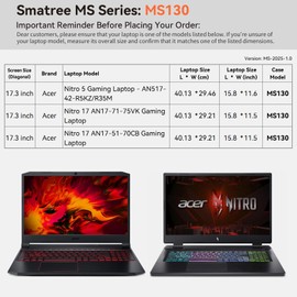 Smatree MS130 Hard EVA Protective Sleeve with Stand Compatible for 17.3 inch Acer Nitro 5 Gaming Laptop -AN517-42-R5KZ/AN517-42-R35M, for Nitro 17 AN17-71-75VK/AN17-51-70CB Gaming Laptop Bag