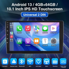 ESSGOO 9 Inch Android 14 4+64G Apple Carplay Stereo Bluetooth GPS Nav FM 2 DIN + Camera