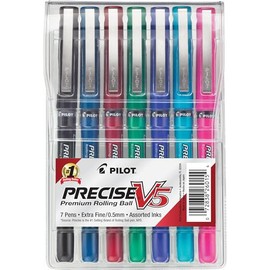 Pilot Precise V5, Bolígrafo, Tinta Líquida Colores Surtidos, Fino, Estuche 7 Piezas (26015)