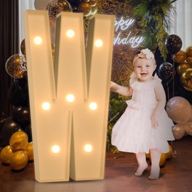 3FT Marquee Light Up Letters, Large Marquee Letters W for Party Decorations, Big Baby Letters for Baby Shower Birthday Party Decor Wedding Engagement, Mosaic Letters for Balloons Pre-Cut DIY Foamboard