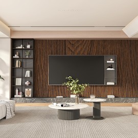 Wood Panels for Wall Walnut 3D Panels for Interior Decor 8 Pack 96x6.3in for Livingroom Bedroom Decorations Modern Wood Slat Wall Paneling