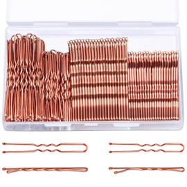 TsMADDTs Hair Pins, 200PCS Rose Gold Bobby Pins and U Shaped Hair Pins for Women Styling, Hair Pins for Bun with Box, 2.4 Inch & 2 Inch
