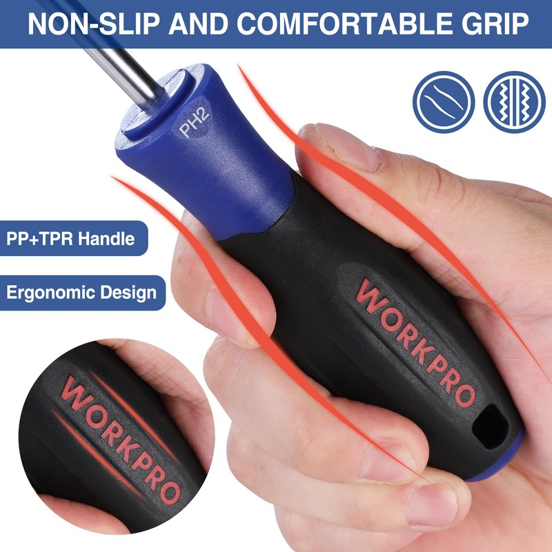 WORKPRO 10-Piece Magnetic Screwdriver Set with Pouch, Phillips, Slotted, Flat