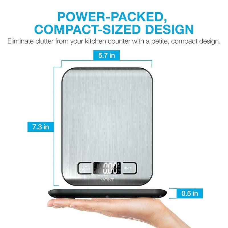 Vont Digital & Mechanical Kitchen Scale w/LCD Screen, 304 Food