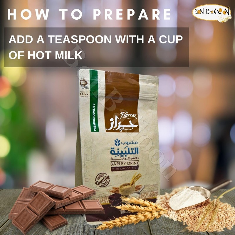 Harraz Barley Drink With Chocolate Grass Powder Talbina Sunnah Shifa