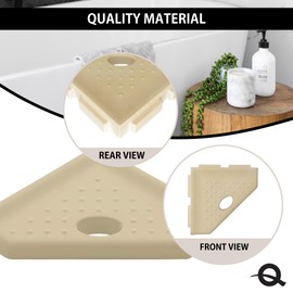 Questech 5" Corner Shower Footrest, Lugged for New Construction, Shaving Shelf for Inside Shower, Bathroom Storage Corner Caddy, Geo Lugged, Sand Matte