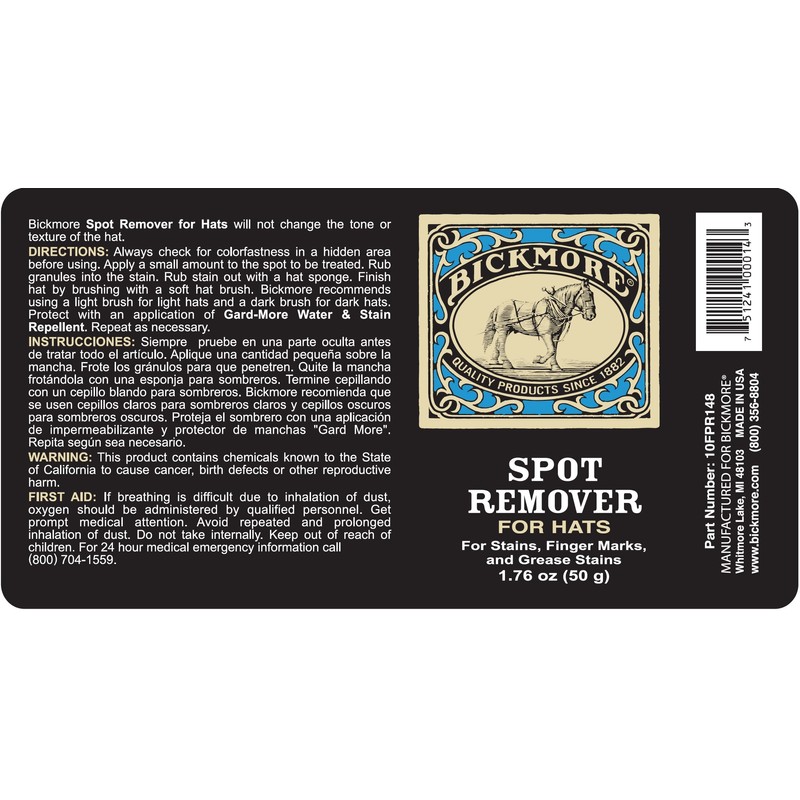 Bickmore Spot Remover for Hats- Cleans and Removes Stains, Grease,